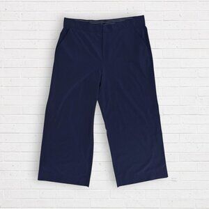 ATHLETA Tribeca Navy Blue Wide Leg Cropped Athletic Jogger Pants Size 16 T Tall